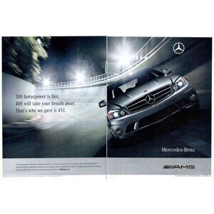 2008 Mercedes C63 AMG Luxury Sports Sedan 2 Page Vintage Print Ad Wall Art